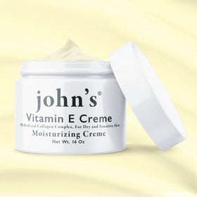 John's cream jar on bathroom shelf suggesting a daily skincare ritual