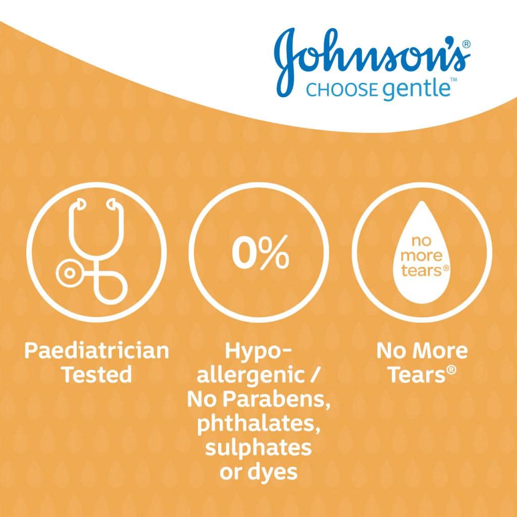 Johnson & Johnson shampoo texture droplet showing mild, soap-free formula benefit