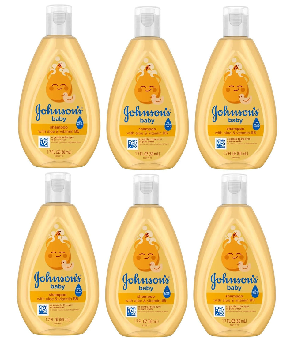 Johnson's Baby front packaging showing travel-size bottles and gentle formula benefit