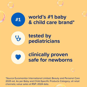 Johnson's Baby ingredients panel with tested-for-safety badge for peace of mind
