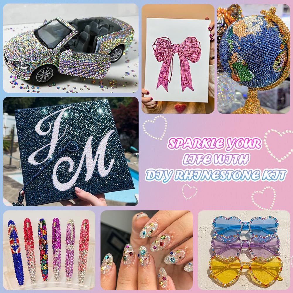 JOICEE rhinestones applied to nails demonstrating precise placement and decorative impact