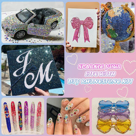 JOICEE rhinestones applied to nails demonstrating precise placement and decorative impact