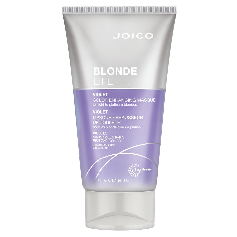 Joico jar front view showing product label and violet masque benefits