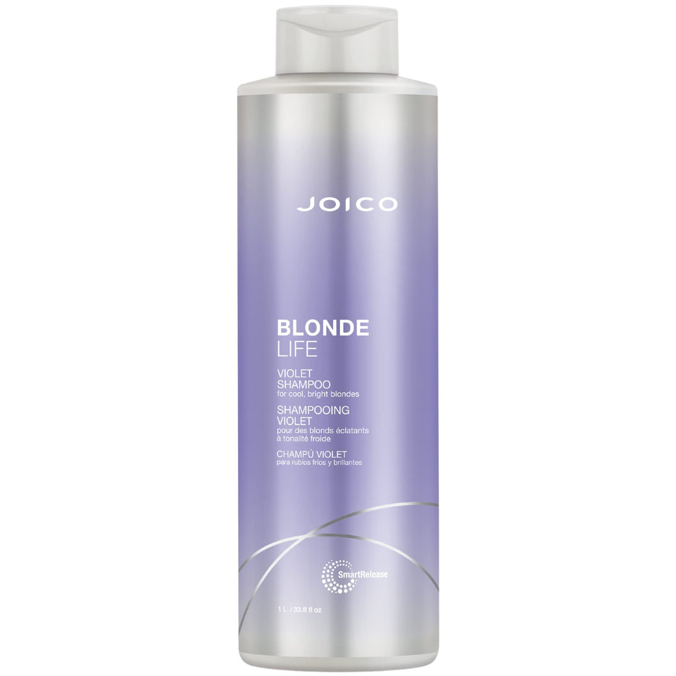 Joico front bottle showing label and purple shampoo for brand clarity and recognition
