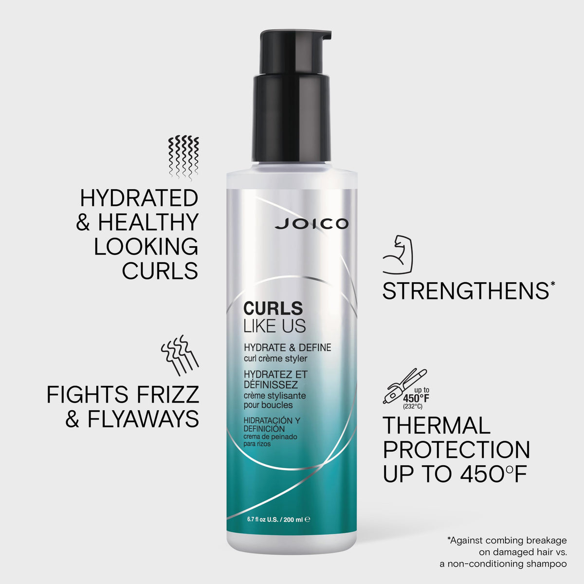 Joico pump dispensing crème illustrating controlled amount and reduced waste benefit