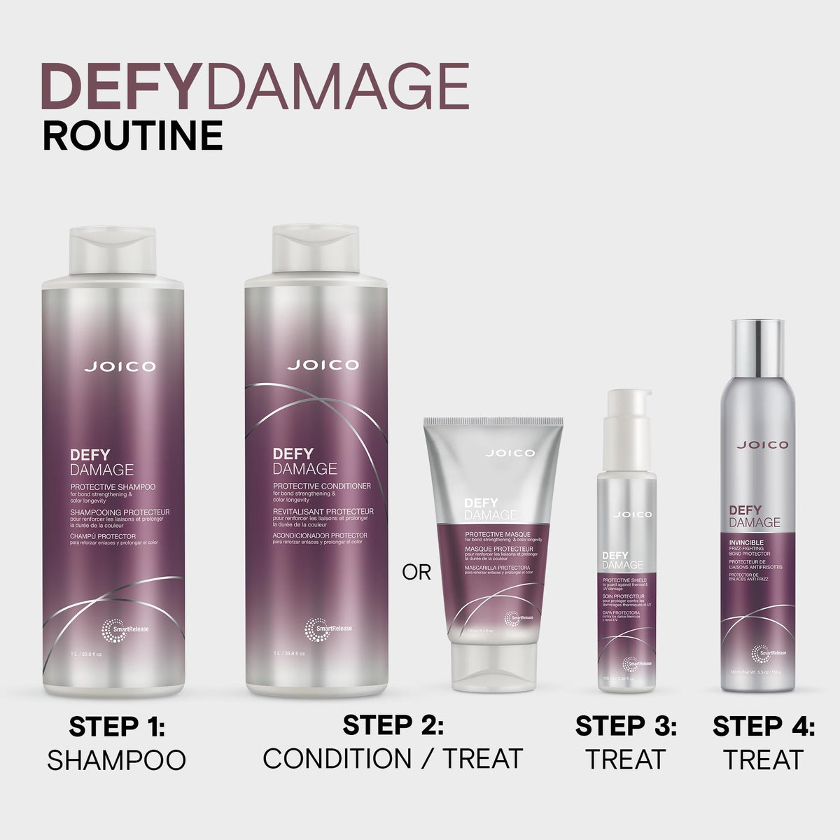 Joico shampoo on bathroom shelf styled to show salon-quality routine