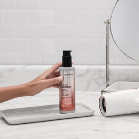 Joico applied to damp hair before blow-drying for faster styling