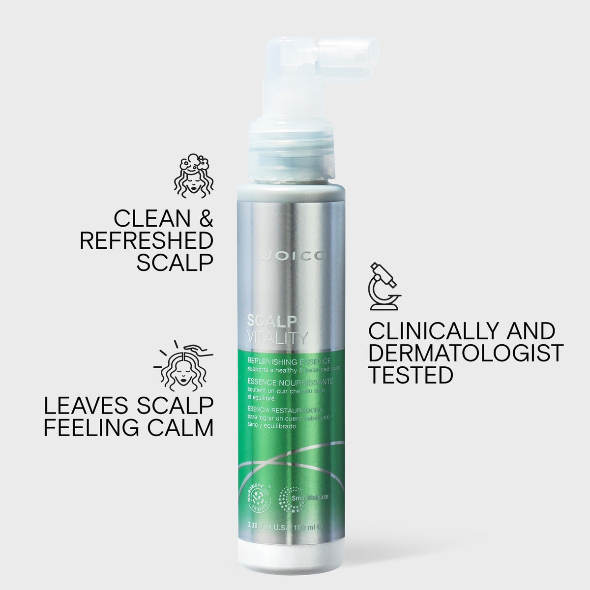 Joico close-up texture and dropper highlighting fast-absorbing formula