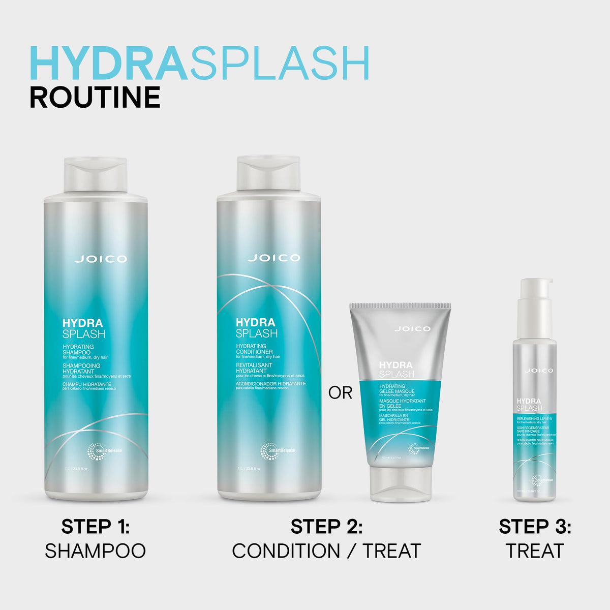 Joico HydraSplash hair after use showing soft, bouncy, hydrated results