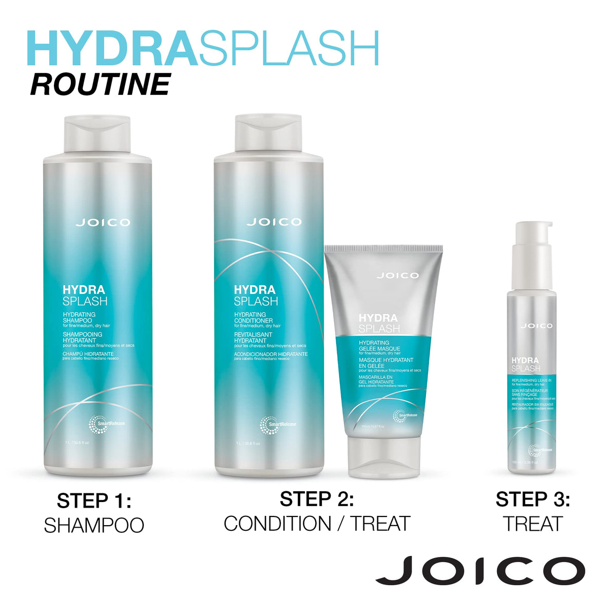 Joico size comparison next to hand shows large 33.8 oz supply