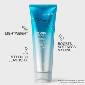 Joico HydraSplash creamy texture on fingertips demonstrating lightweight conditioning and detangling