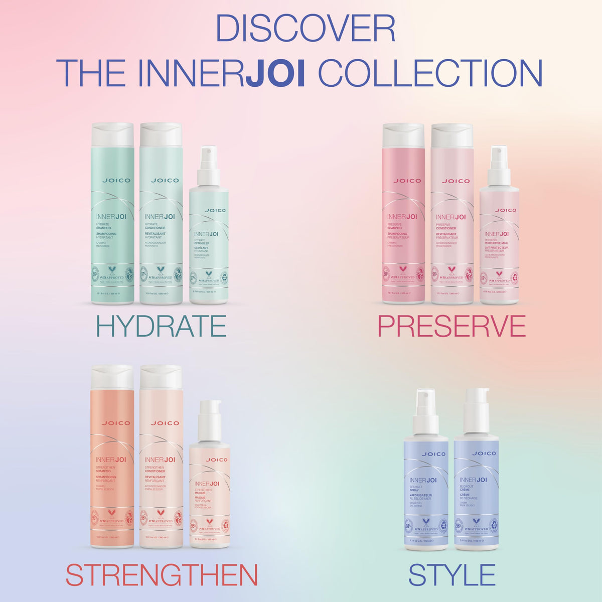 joico innerjoi lifestyle bathroom shelf with other products, organized routine boost