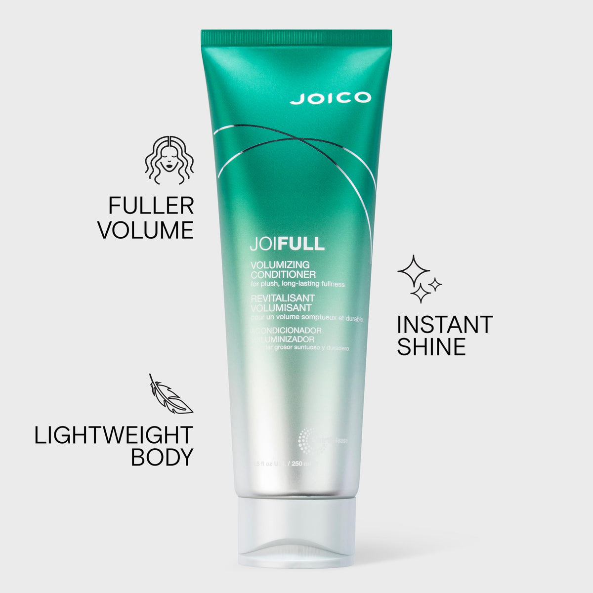 Joico JoiFULL label close-up highlighting key ingredients and technology