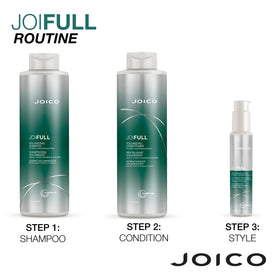 Joico duo on bathroom shelf suggesting salon performance at home