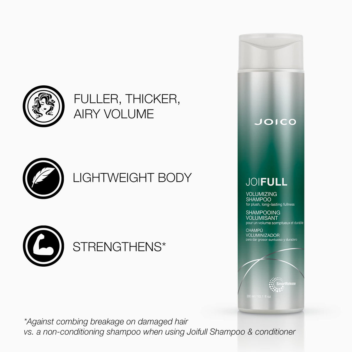 Joico JoiFULL shampoo texture closeup demonstrating gentle lather benefit