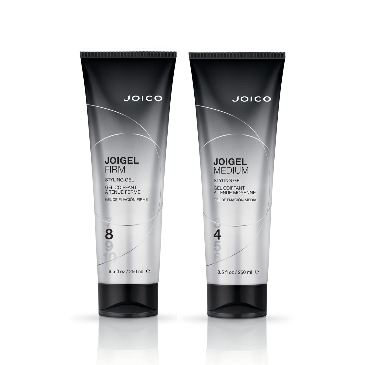 Joico JoiGel Firm on bathroom vanity scene showing salon-quality daily styling
