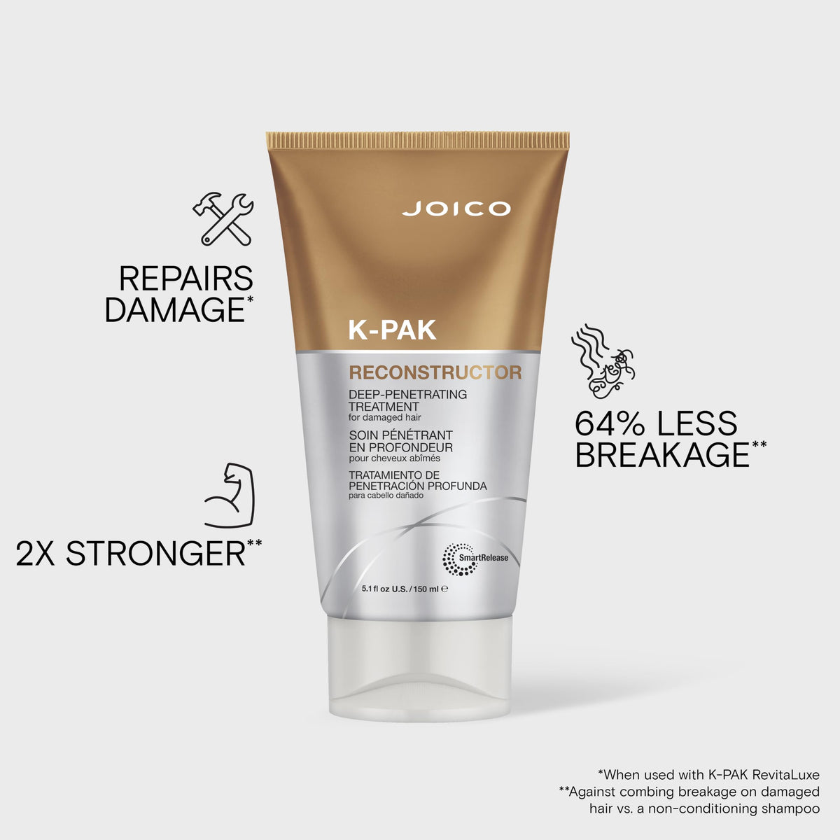 Joico K-PAK being applied to towel-dried hair by hands demonstrating easy five-minute use