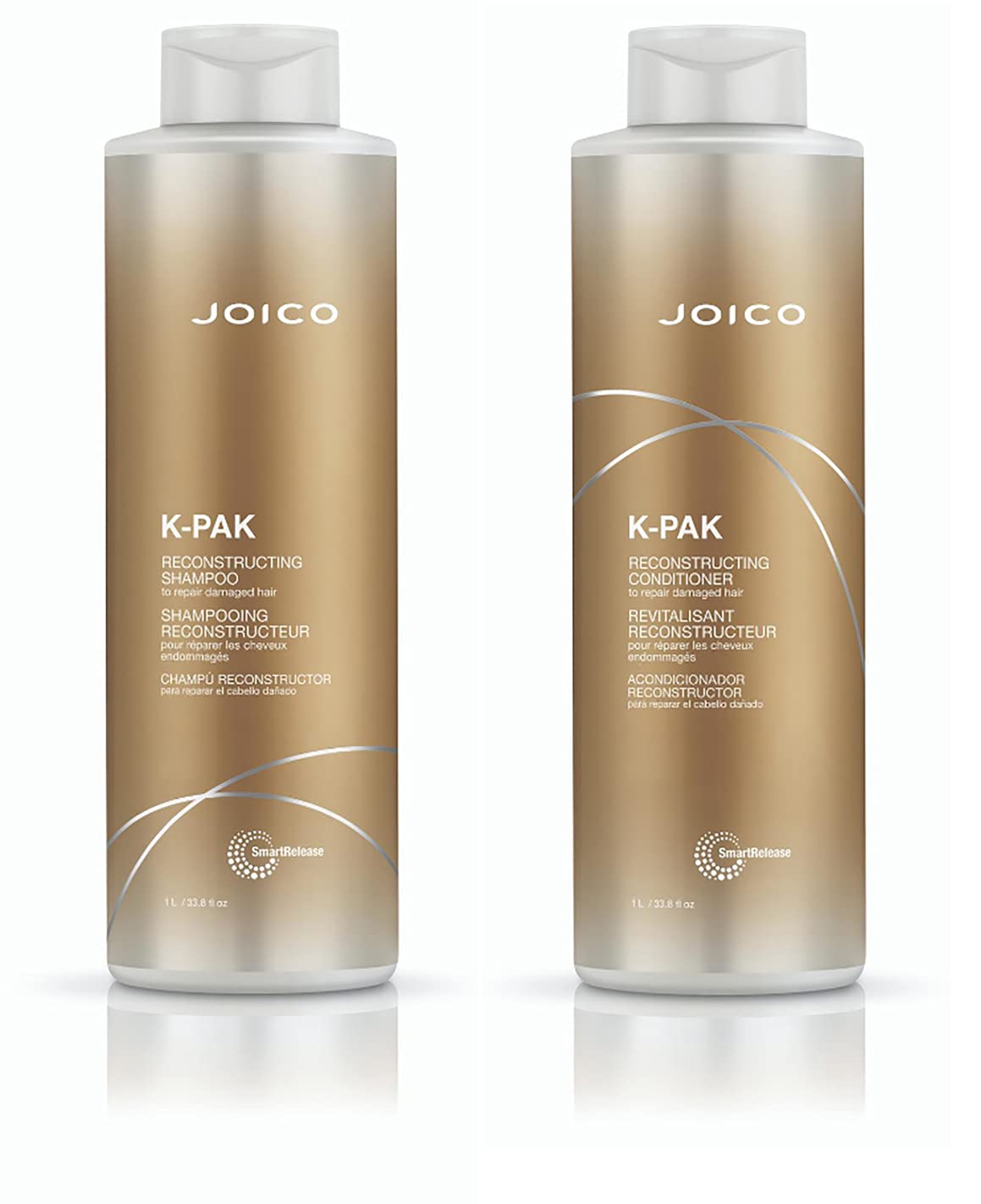 Joico K-PAK front packaging showing both 33.8 oz bottles and repair benefits