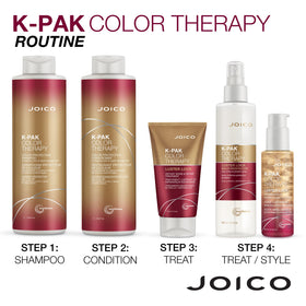 Close-up of Joico K-PAK label and branding to show ingredient focus and product identity