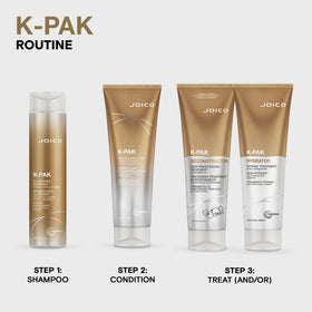 Joico product staged on vanity with towels showing salon-quality routine