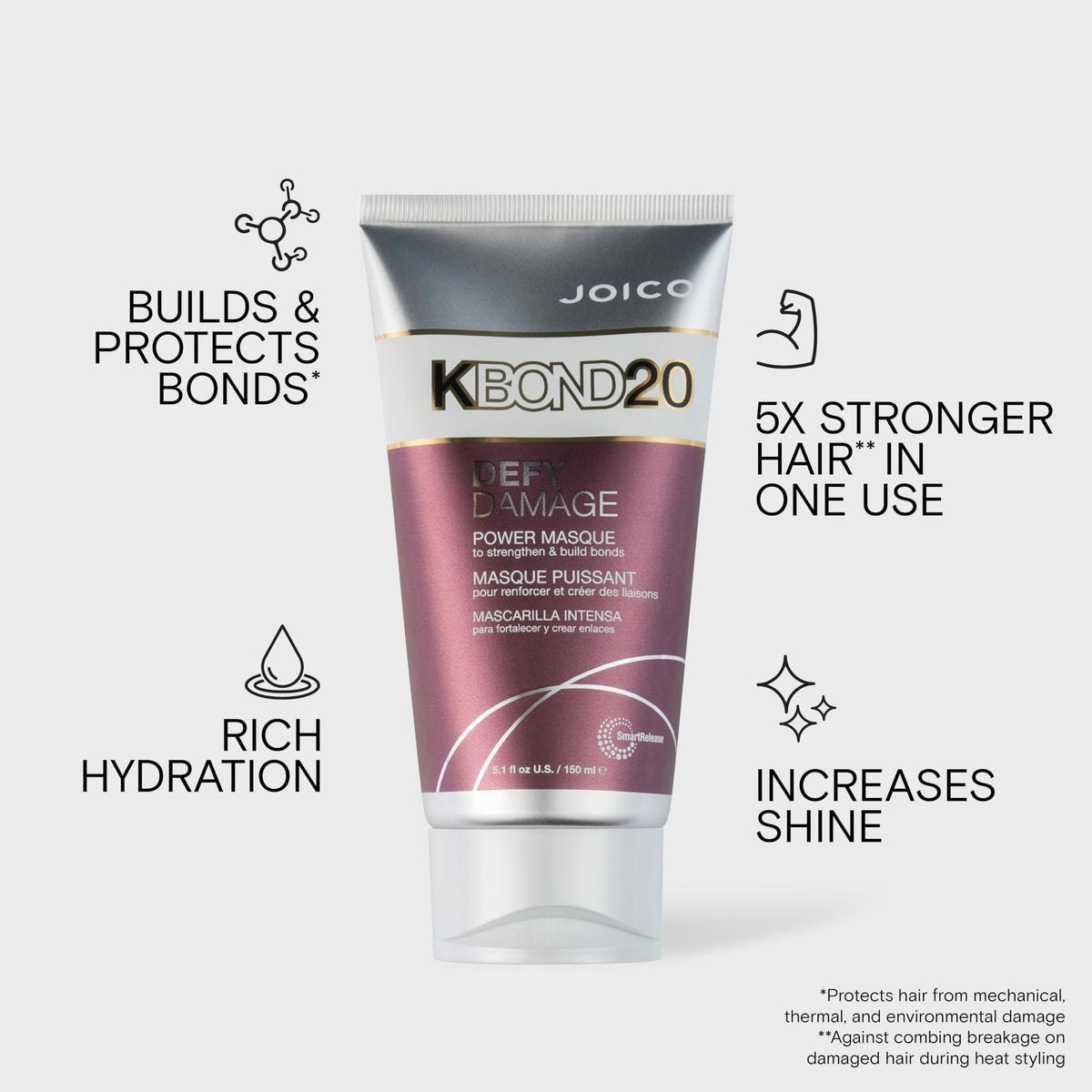 Joico KBOND20 applied in shower on mid-lengths, demonstrates easy detangling benefit