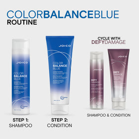 Joico on bathroom shelf with other products suggesting routine-ready color care