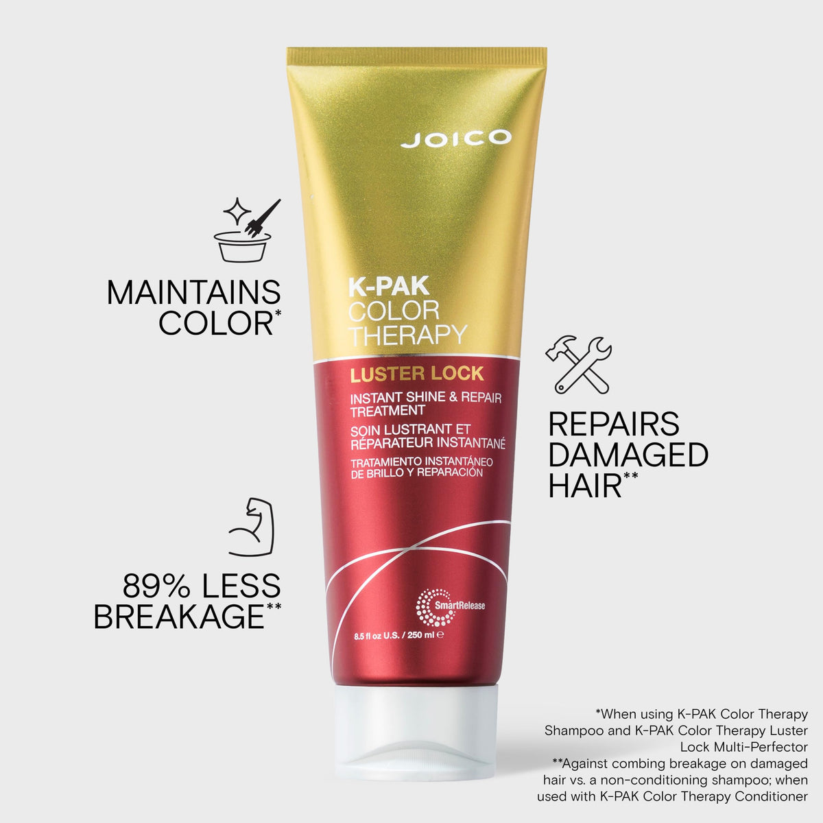 Joico serum texture on a hair strand demonstrating smoothing effect
