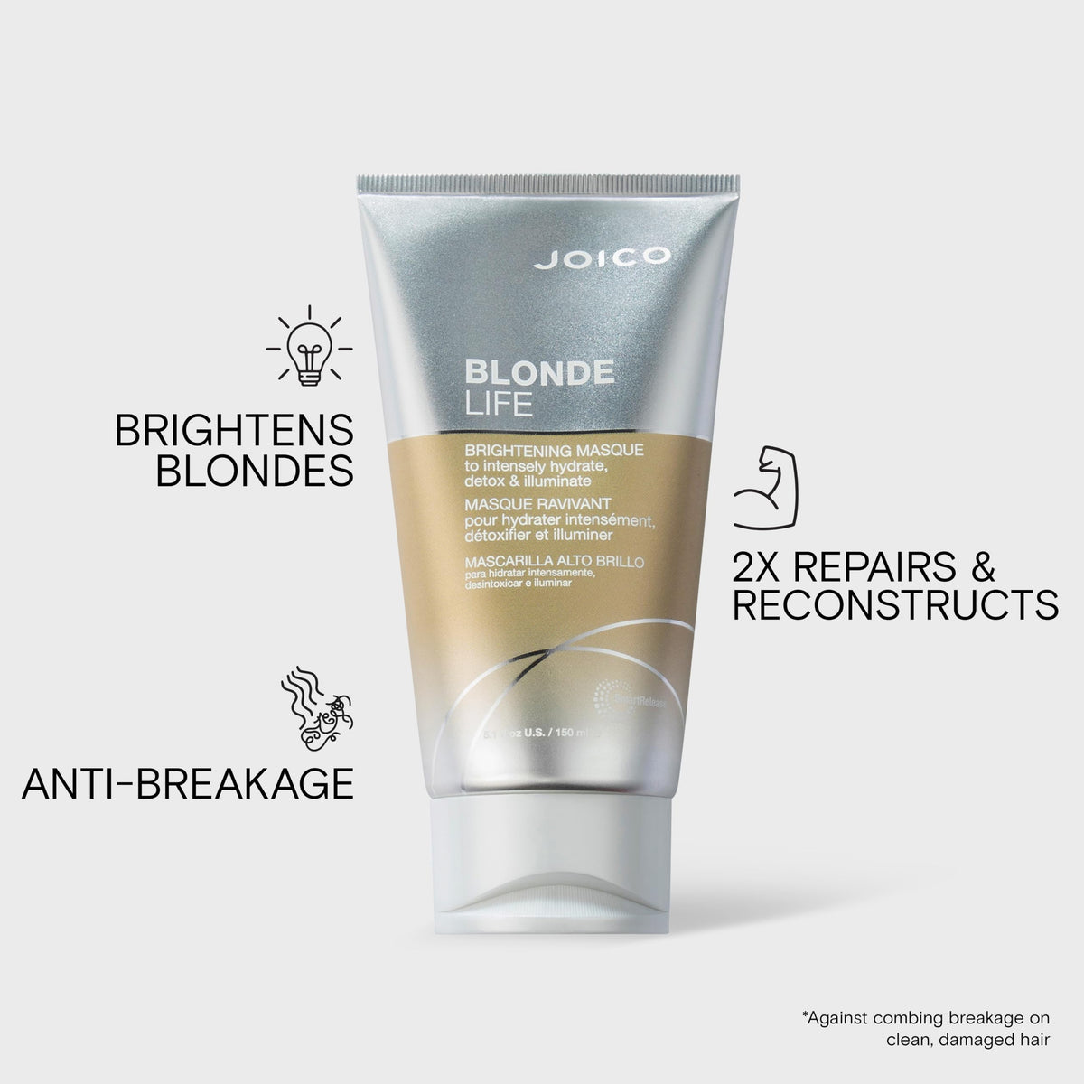 Joico masque application in hand demonstrating lightweight spreadability for easy use