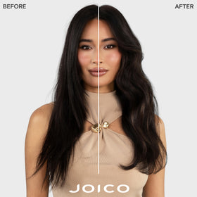 Joico label close-up highlighting ingredients and benefits on bottle