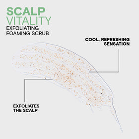 Joico Scalp Vitality creamy foam in hand demonstrating gentle lather and easy rinse benefit