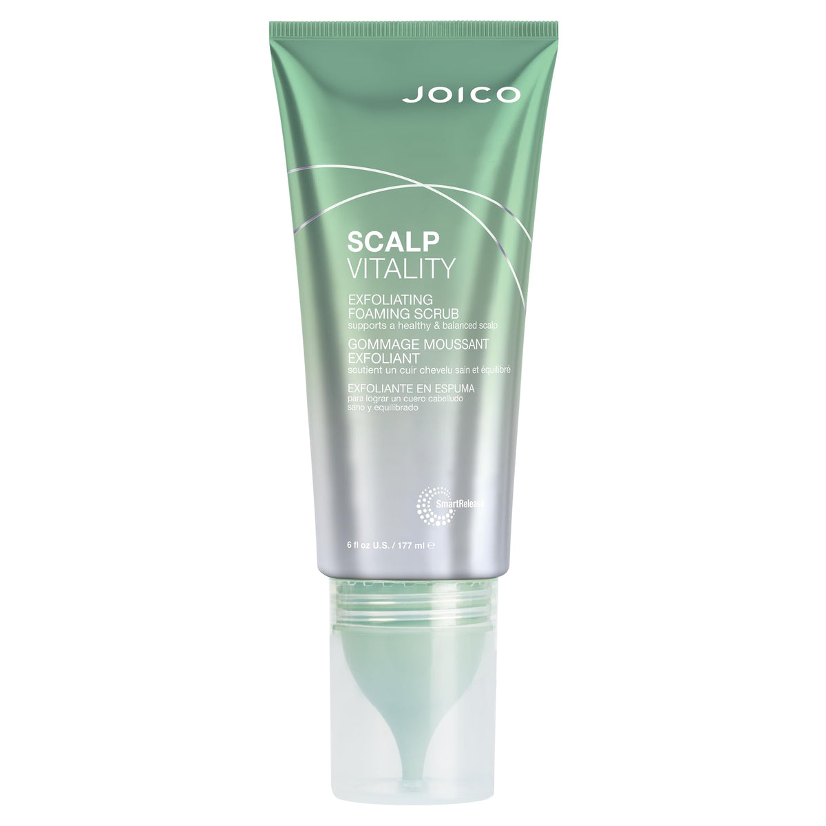 Joico Scalp Vitality front bottle showing label and 6 fl oz size benefit: clear identification