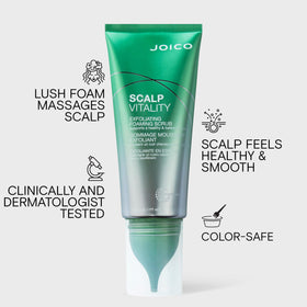 Joico Scalp Vitality scrub texture close-up showing exfoliant particles and cleansing action benefit