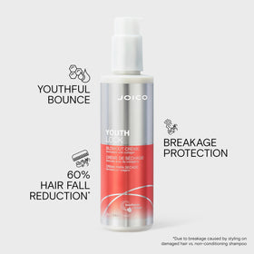 Joico YouthLock cream applied to damp hair for easier styling