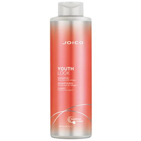 Joico YouthLock shampoo front packaging showing large 33.8 fl oz bottle and benefit callouts