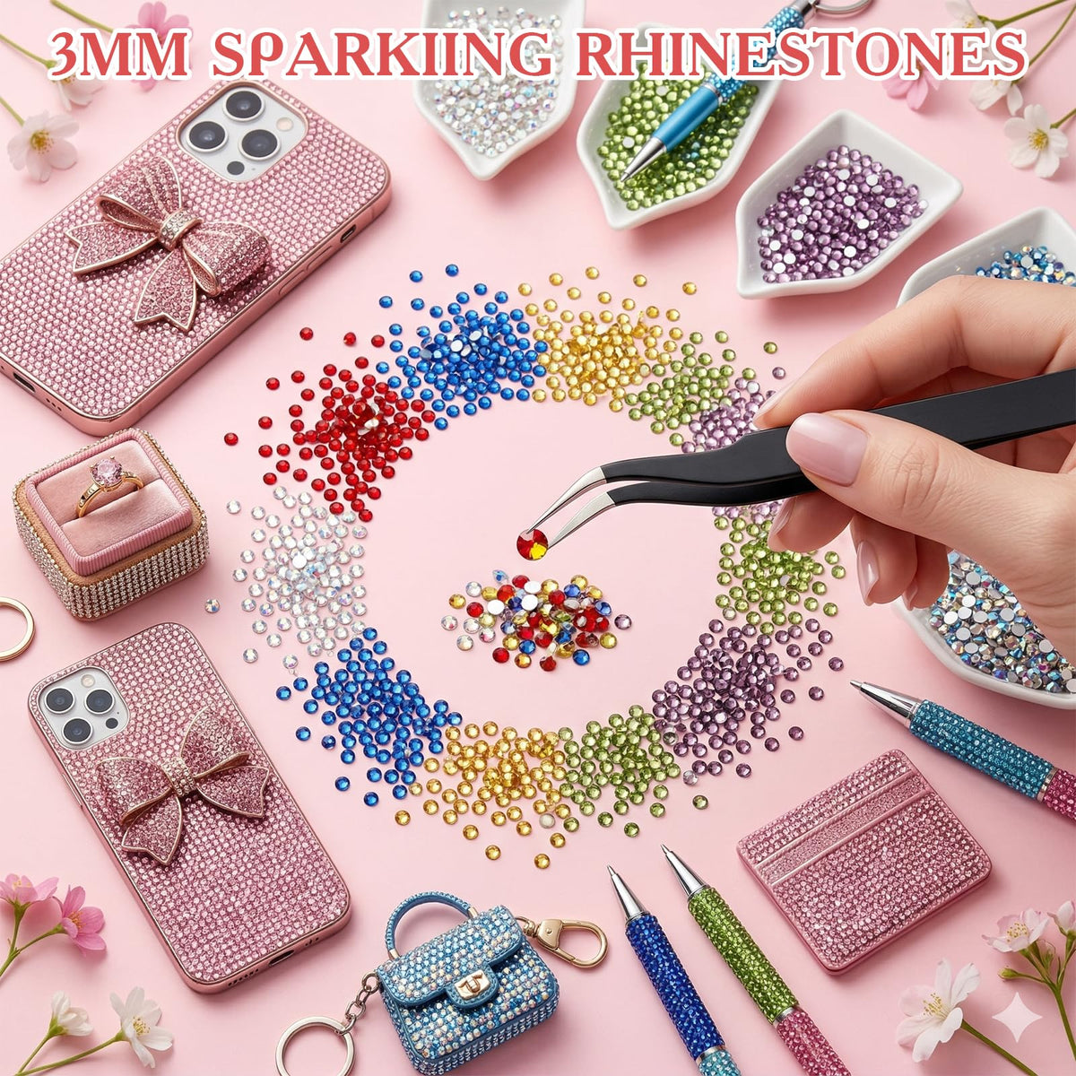 JOKERKING rhinestones applied to a tumbler showcasing long-lasting decorative shine