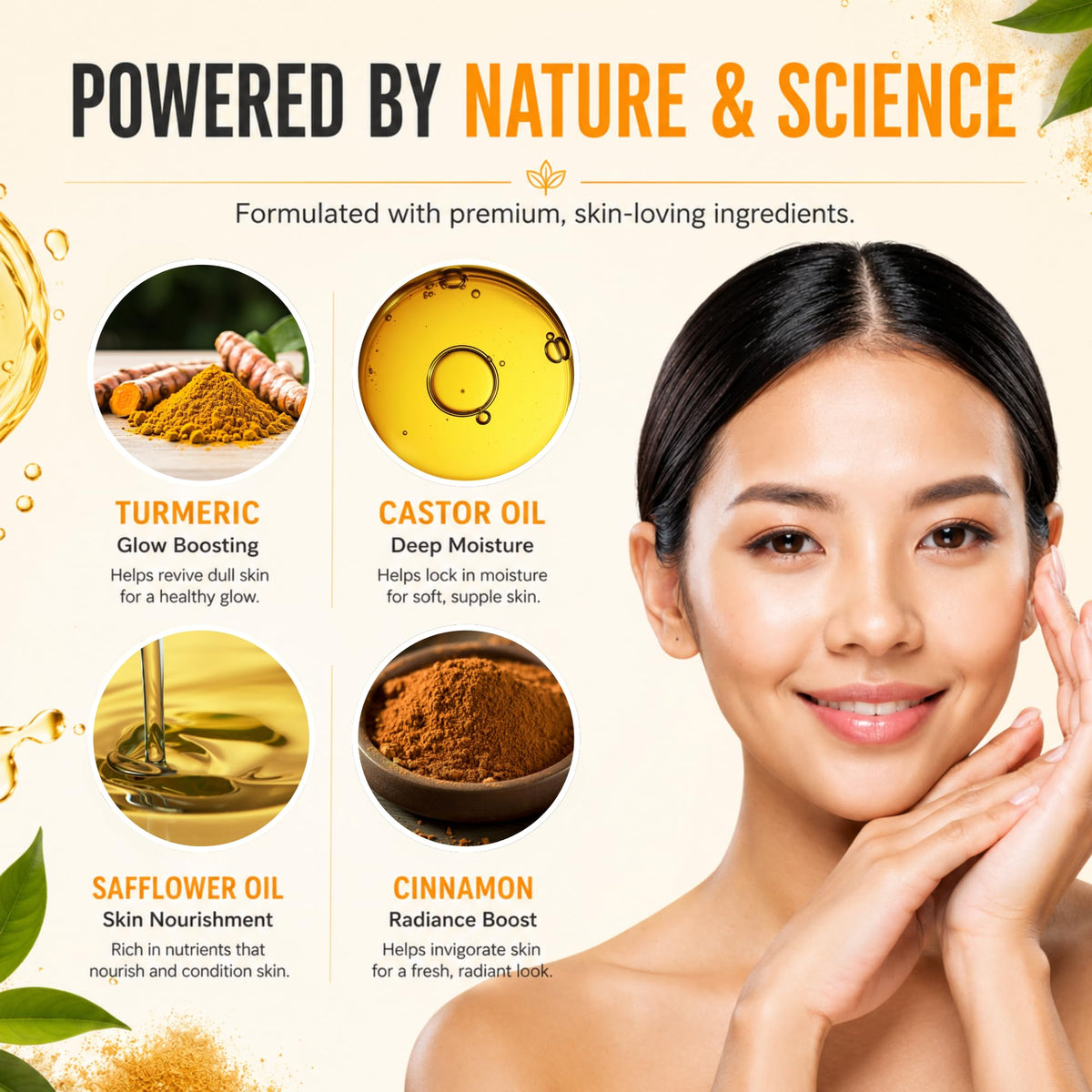 Joli Noir turmeric and honey ingredients showcasing natural brightening