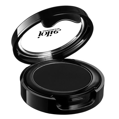 JOLIE cake eyeliner compact front view showing black pigment and packaging benefit long-lasting definition