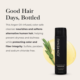 Jon Renau close-up of shampoo texture highlighting moisturizing richness