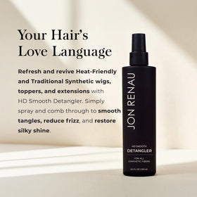 Jon Renau detangler spray nozzle close-up demonstrating fine mist for even fiber coverage