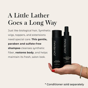 Jon Renau pouring shampoo texture demonstrating moisturizing lather benefit