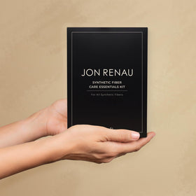 Jon Renau products arranged on vanity for quick routine convenience