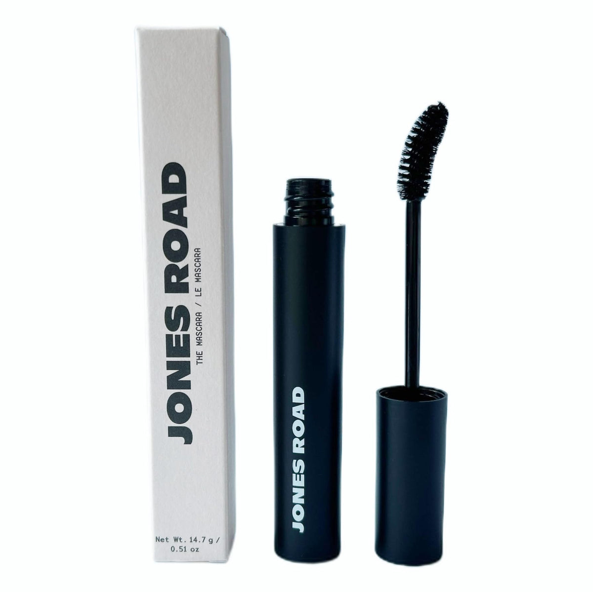 Jones Mascara front packaging showing pitch black tube and clear brand benefit