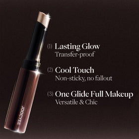 Joocyee application on eyelid demonstrating blendable coverage and long-wear benefit