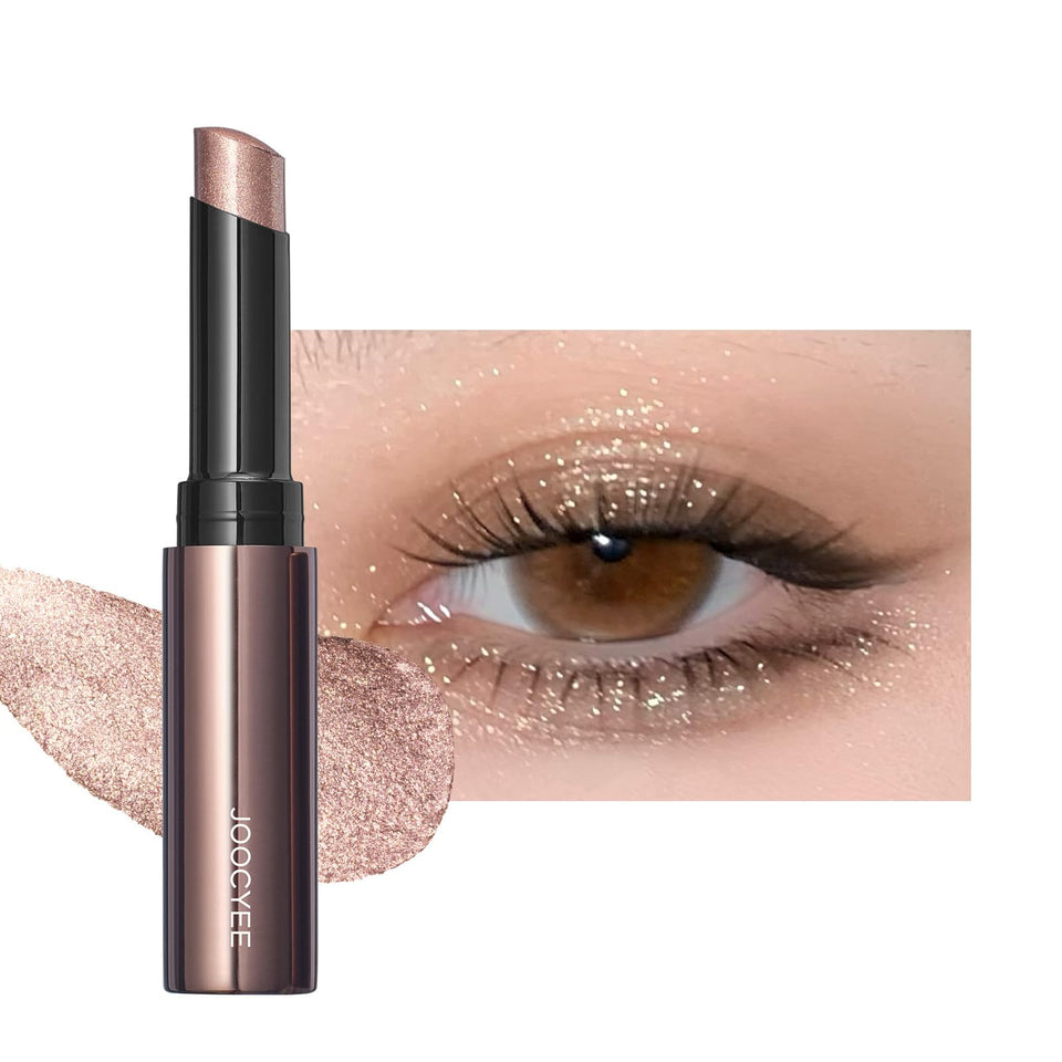 Joocyee Amber Glow front stick showing slim twist-up design and shimmer benefit