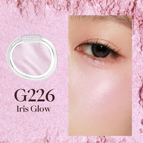 Joocyee Iris Glow close-up of micro-milled texture highlighting pearl particles and smooth payoff