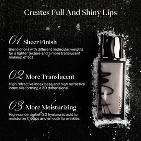 Joocyee gloss layered over lipstick adding reflective shine and depth