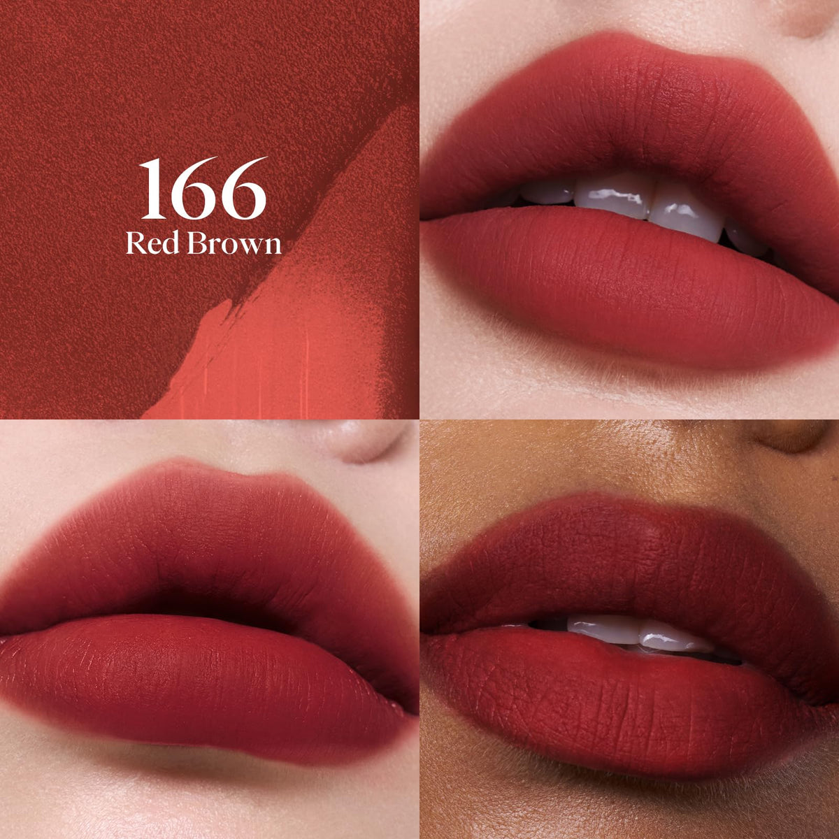 Joocyee swatches on arm showing deep red brown payoff and buildable coverage