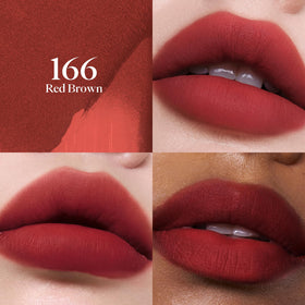 Joocyee swatches on arm showing deep red brown payoff and buildable coverage