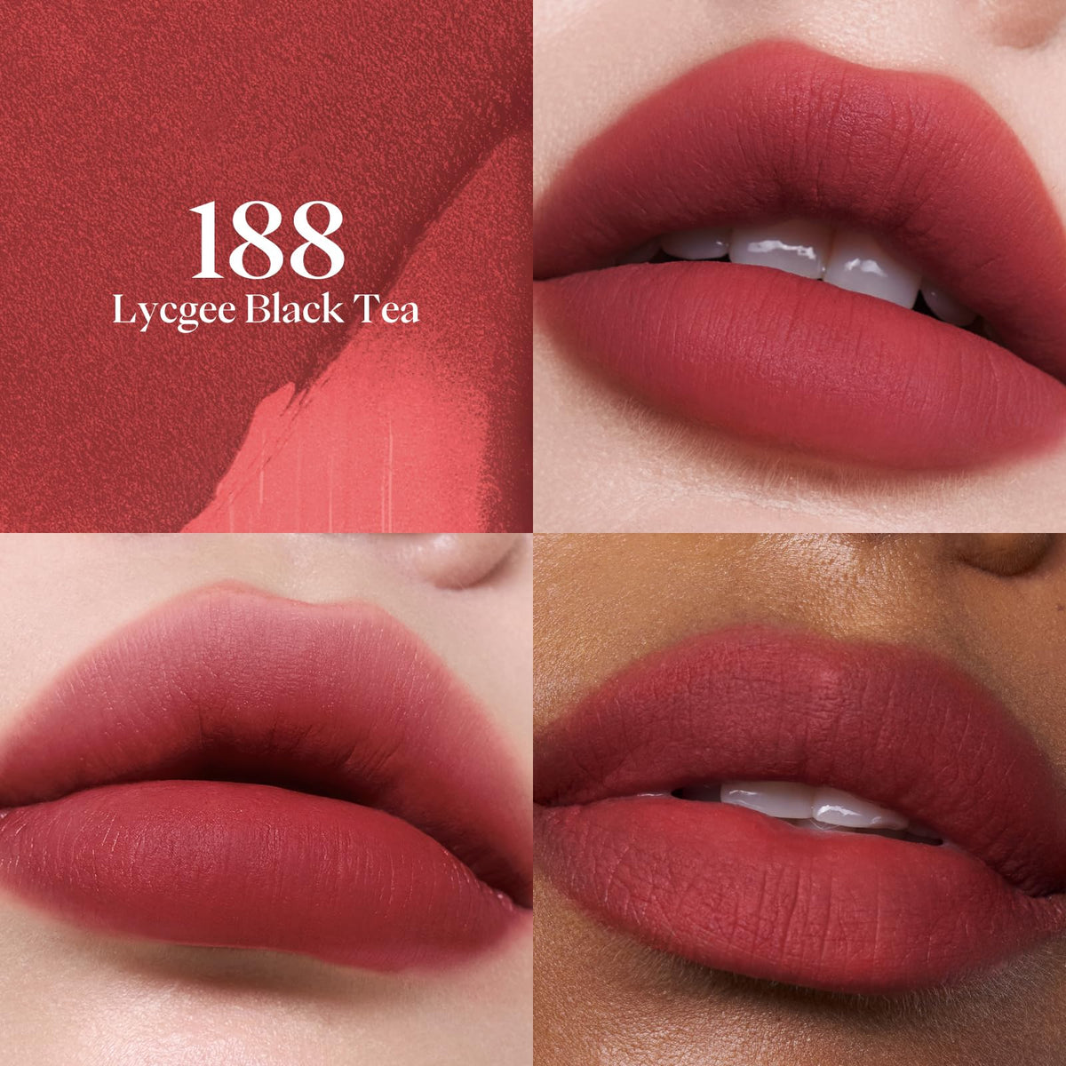 Joocyee texture swatches on arm showing smooth matte payoff