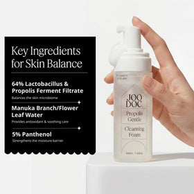 JOODOC bottle staged in bathroom routine conveying daily-use convenience and gentle cleansing